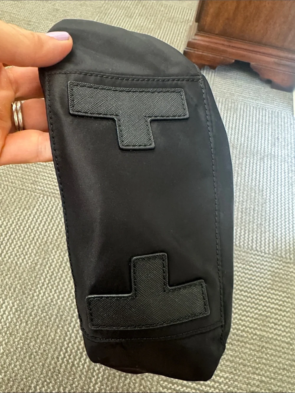 Tory Burch Scout Nylon and Leather Crossbody Black Purse